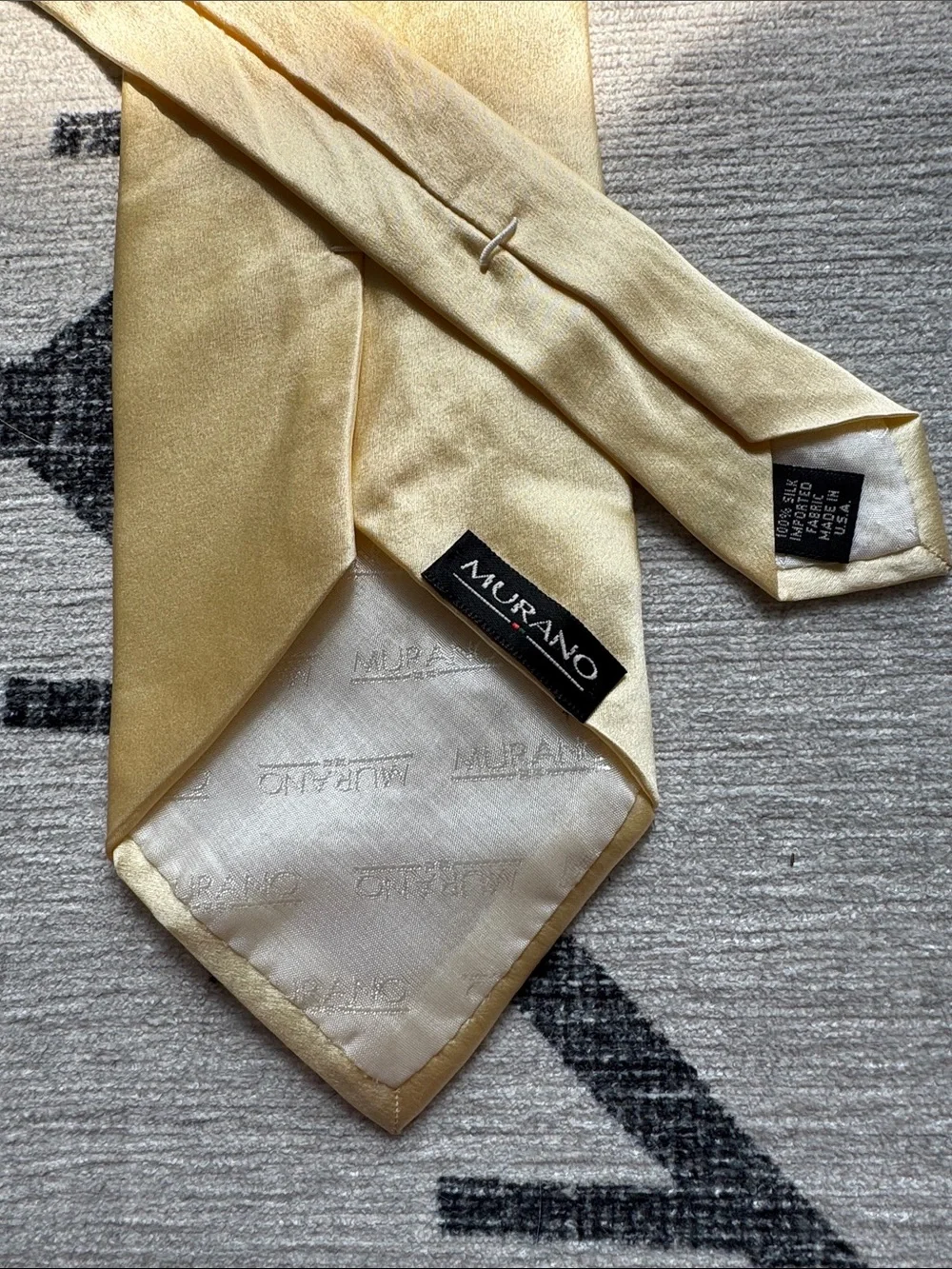 Vintage Murano 100% Silk Tie – Champagne Yellow Satin Necktie Made in USA